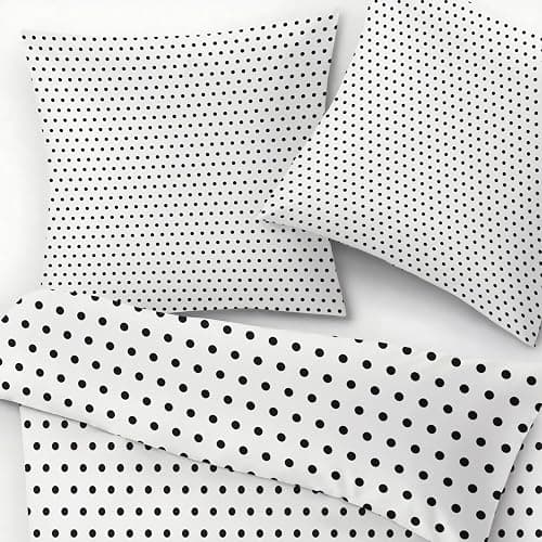 zcsm Polka Dot Duvet Cover Queen Size - Black and White Polka Dots Bedding Set & Bedroom Decor, 3 Piece, Soft Microfiber Reversible Comforter Cover & 2 Pillow Shams, with Zipper Closure and Ties thumbnail 4