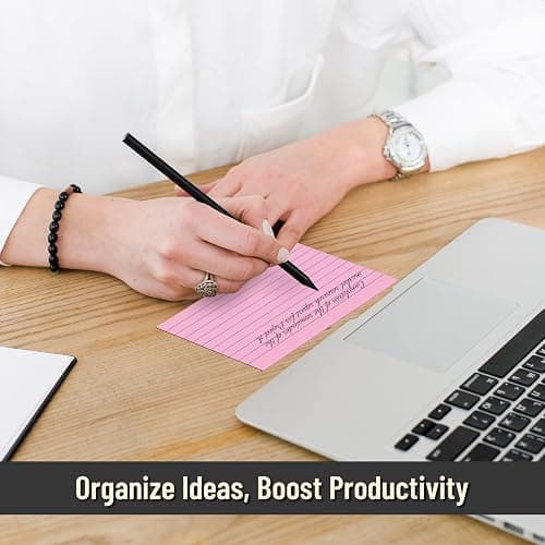 300 Count Index Cards 3 x 5 Inch Ruled Pink Index Cards, Flash Cards College Ruled for Office School Supplies and Home Organization, Durable Study To Do List Note Cards with Ruled Lines thumbnail 3