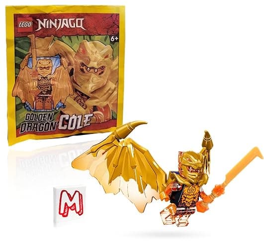 LEGO NINJAGO Crystalized Minifigure - Cole (Golden Dragon) with Wings and Gold Fire Sword - Image 1