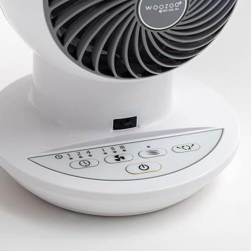 IRIS USA WOOZOO Desk Fan with Remote, Oscillating Table Air Circulator, 3 Speeds, 52ft Max Air Distance, Adjustable Tilt, Low Noise Motor, Small Fan for Bedroom, Office, Dorm, White - WHITE - Mini thumbnail 3