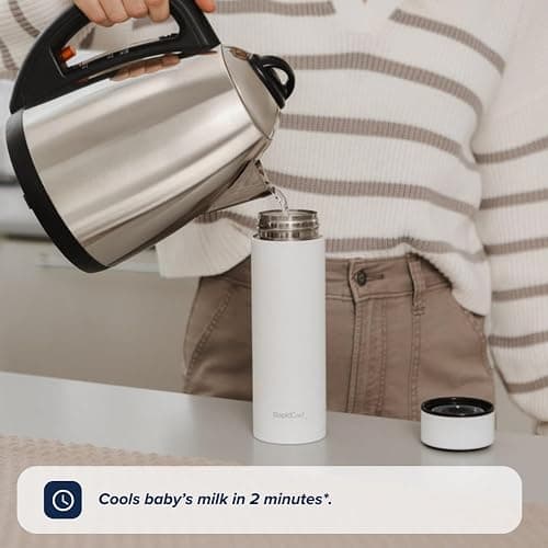 Nuby RapidCool Portable Baby Bottle Maker - Formula Feed in 2 Minutes | Ideal for Travel Bottles and Night Feeds | Includes Milk Powder Dispenser and Digital Lid | No Filter Needed (White) thumbnail 6