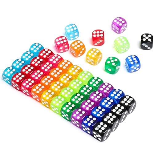 50 Pieces Dice Set, 14mm Bulk 6 Sided Colored Dices for Board Games, Math Learning,Classroom thumbnail 4