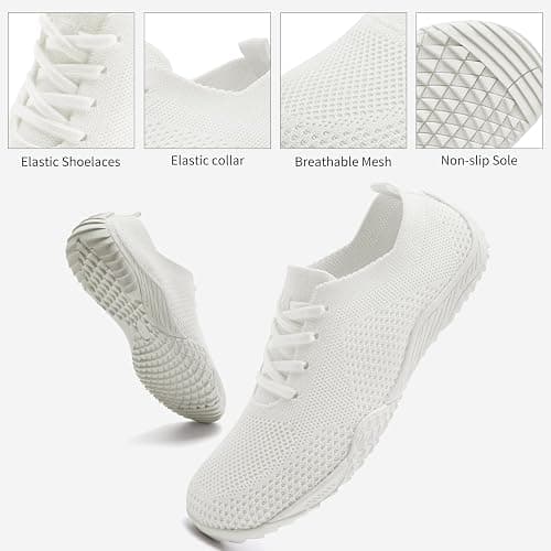 RJYWGS Barefoot Shoes Women Tennis Slip On Sneakers for Women Gym Running Zero Drop Workout Trail Minimalist Shoes - 9.5 - White thumbnail 6