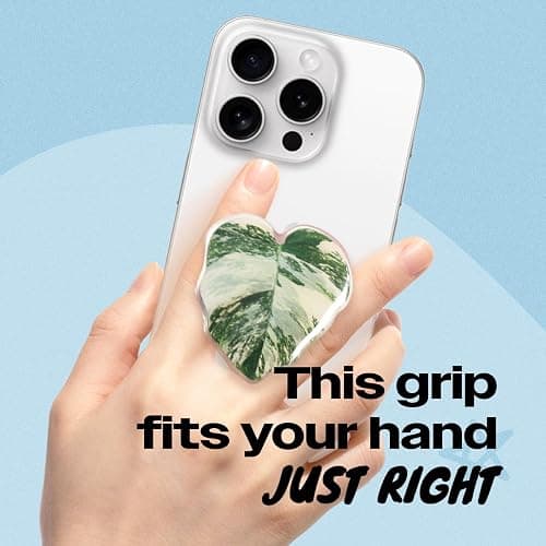 OnTheGrip Cute Acrylic Tropical Leaf Design Collapsible Expandible Mobile Phone Grip Stand Holder for Smartphone Tablet Cell Phone Accessory (Monstera Deliciosa) thumbnail 2