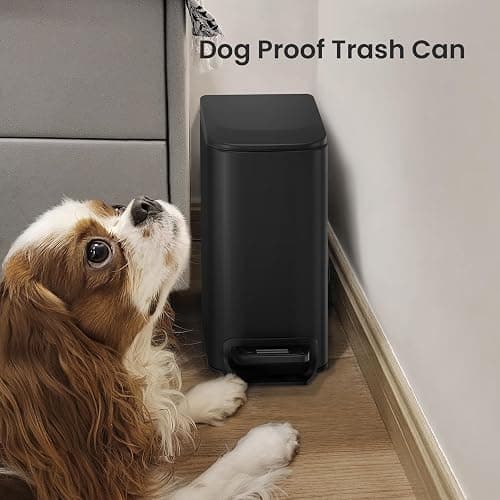 Cesun Small Bathroom Trash Can with Lid Soft Close, Step Pedal, 6 Liter / 1.6 Gallon Stainless Steel Garbage Can with Removable Inner Bucket, Anti-Fingerprint Finish (Matt Black) thumbnail 7
