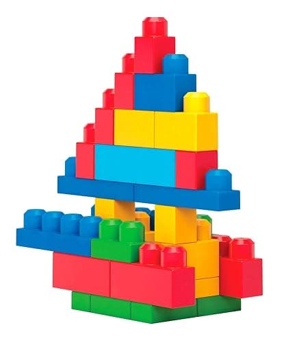 MEGA BLOKS First Builders Toddler Blocks Toys Set, Big Building Bag with 80 Pieces and Storage, Blue, Ages 1+ Years thumbnail 4