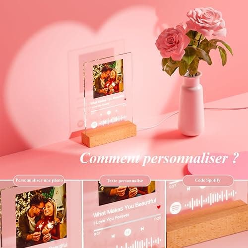 iDIY plaque spotify personnalisé avec photo musique LED - Cadre photo Spotify personnalisé Cadeaux pour les anniversaires et la Saint-Valentin Noël thumbnail 5