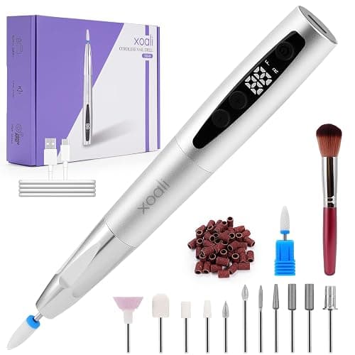 Xoali Cordless Electric Nail Drill 35000 RPM, 13 in 1 Professional Rechargeable Electric Nail Files with LED Display, 5 Adjustable Speed, Portable E Files Kit for Acrylic & Gel Removal - Image 1