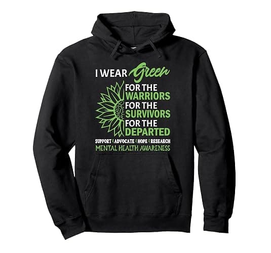I Wear Green Fight The Stigma Mental Health Awareness Pullover Hoodie - Image 1