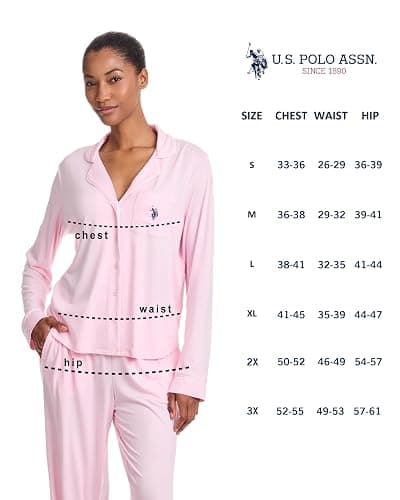 U.S. Polo Assn. Womens Pajama Set Long Sleeve Button Up Top and Pajama Pants thumbnail 6