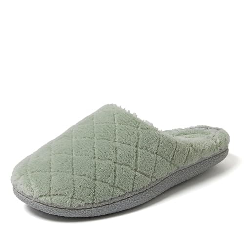 Dearfoams Women's Memory Foam Indoor House Slippers Leslie Terry Clog House Shoes with Wide Widths - Image 1