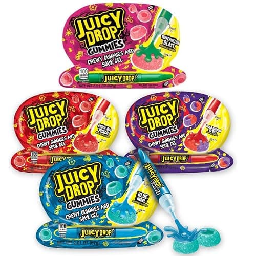 Juicy Drop Gummies - Sweet Gummy Candy & Sour Gel Pen - Gift Pack of 4 by Lyza's Sweets & Treats - Image 1