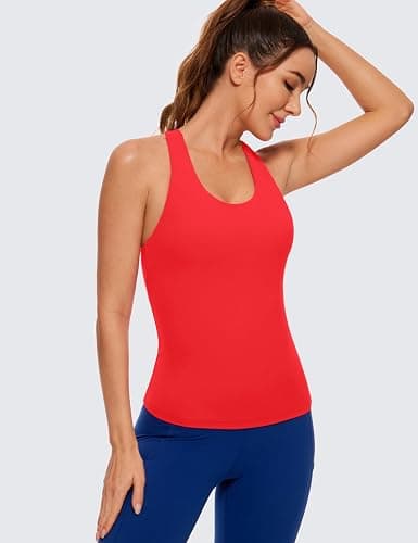 CRZ YOGA Butterluxe Workout Racerback Tank Tops for Women - Padded Athletic Spandex Yoga Shirts with Built in Bra thumbnail 2