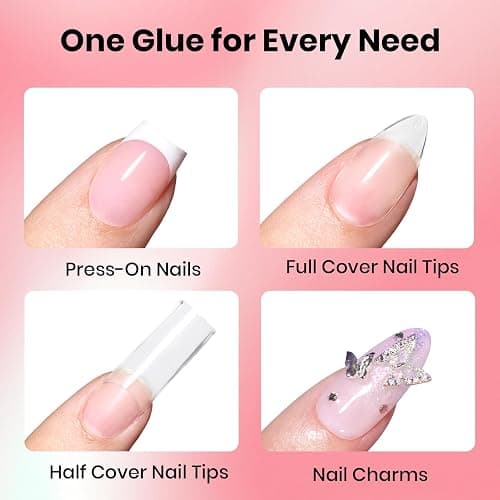 Beetles Press On Nail Glue Quick-Drying 10ml Super Strong Nail Glue, Brush on Glue for Acrylic & Fake Nails, No Uv Light Needed, Long Lasting Summer Nails, DIY Home Manicure thumbnail 2