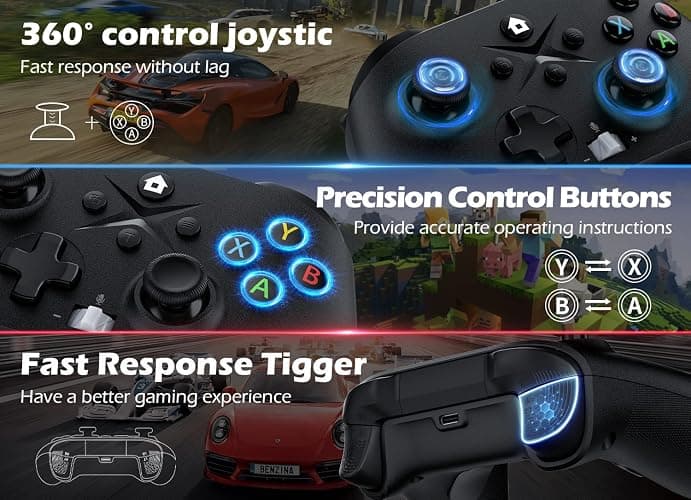 Gamrombo 2 Pack Wireless Controller Replacement for X-box One, X-box Series X|S Controller with Audio Jack & Volume Button/Turbo/Macro/Dual Shock, with 2.4GHz Adapter Black+White - Need to Upgrade thumbnail 7