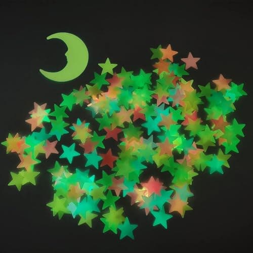 Glow in The Dark Stars Stickers for Ceiling, Adhesive 200pcs 3D Glowing Stars and Moon for Kids Bedroom,Luminous Stickers Create a Realistic Starry Sky,Room Decor,Wall Stickers thumbnail 4