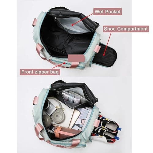 Small Gym Bag for Women, Travel Duffle Bag Carry On Weekender Bag with Shoe Compartment thumbnail 6