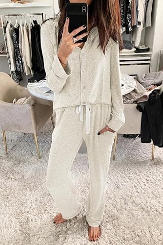 Aamikast Women's Pajama Sets Long Sleeve Button Down Sleepwear Nightwear Soft Pjs Lounge Sets thumbnail 2