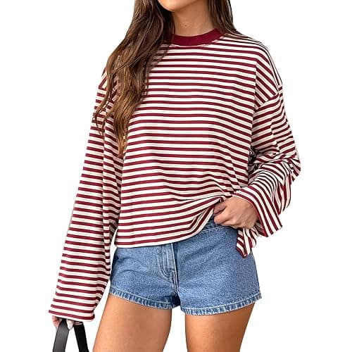 Women Y2k Long Sleeve Fairy Grunge Striped Baggy Tees Shirts 2000s Emo Aesthetic Sweater Crop Tops Streetwear - Image 1