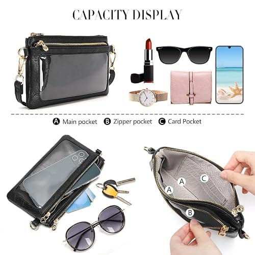 DIUY Women's Wallets Leather Small Crossbody Bag Wristlet Clutch Purse Slim Ladies Phone Bags with Shoulder Wrist Straps thumbnail 5