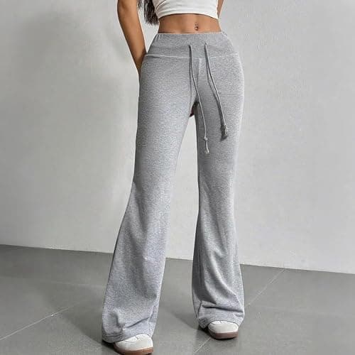 Elneeya Wide Leg Sweatpants Women Baggy Flare Sweatpants Y2k Cute Bell Bottom Pants High Waisted Drawstring Sweat Pants thumbnail 2