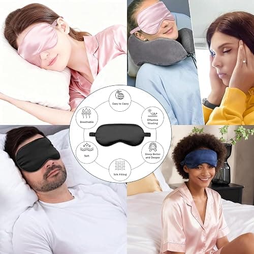 3Pcs Satin Eye Mask Silk Sleep Masks Set Silky Blindfold Eyeshade Blackout Eyes Cover Pouches Bag Scrunchy Wedding Gift thumbnail 3