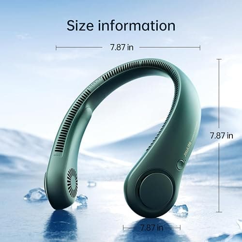 JISULIFE Portable Neck Fan, Hands Free Bladeless Fan, 5 Speeds, 4000 mAh Battery Operated Wearable Personal Fan, Twistable, Rechargeable, Gift for Women Men-Dark Green thumbnail 3