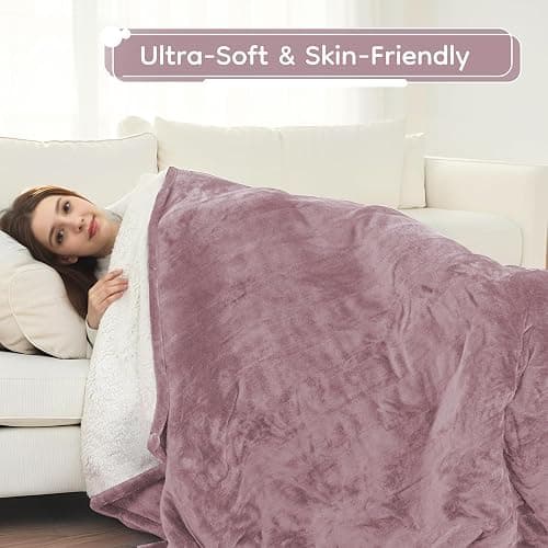 LaffyLo Electric Heated Blanket Full Size - 72"x84", Soft Flannel Heating Blanket, 10 Heating Levels, 1-12 H Auto Shut Off, Breathable Warm and Washable for Bed, Purple thumbnail 7