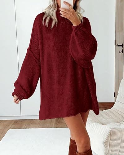 BTFBM Sweaters for Women Fall 2025 Long Sleeve Mock Neck Cable Knit Oversized Sweater Pullover Tops Thick Winter Clothes thumbnail 4