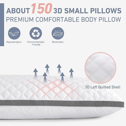 Leeden Body Pillow Insert 20 x 54 for Side Sleepers White Support | Soft polyester padding delivers full-body support for side sleepers, maternity rest, reading and daily relaxation. thumbnail 4