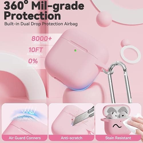 for AirPods 4 Case, TNSNK Soft Silicone Airpod 4 Case with Cleaner Kit and Keychain, Pink Case Cover for Women Girly Compatible with Apple Airpods 4th Gen 2024, Anti-Scratch, Drop Protection thumbnail 5