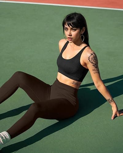 OQQ Women's 2 Piece Yoga Leggings Ribbed Seamless Workout High Waist Cross Over Athletic Exercise Leggings thumbnail 5