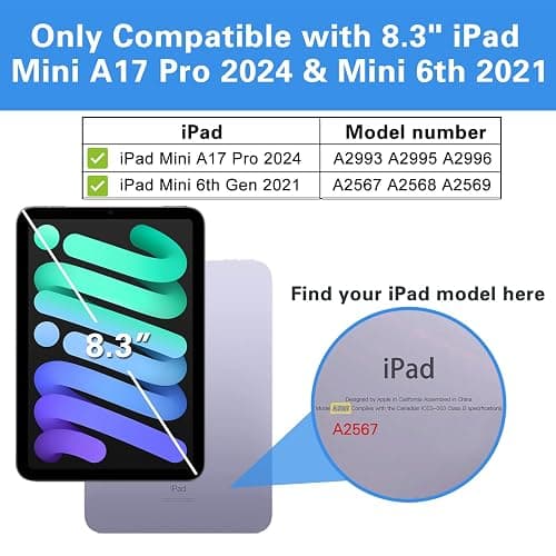 ProCase Smart Case for iPad mini 7 A17 Pro 2024/iPad Mini 6 2021 8.3 Inch iPad mini 7th/6th Gen Case, Hard Back Cover for iPad mini 8.3" 7th Gen A2995/A2996/A2993/6th Gen A2567 A2568 A2569 -Navy thumbnail 2