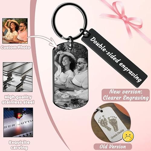 Cupike Personalized Picture Keychain - Customized Engraved Keychains with Photo Text, Personalized Gifts for Men Women Lovers thumbnail 4