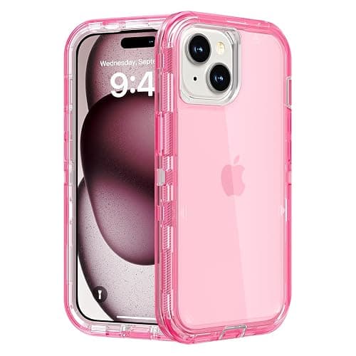 Follaroma for iPhone 15 Plus Case, Heavy Duty Shockproof Protection Phone Cases, Anti-Drop, Dual Layer Transparent Protective Cover Compatible with iPhone 15 Plus, 6.7 inch,Crystal Pink - Image 1