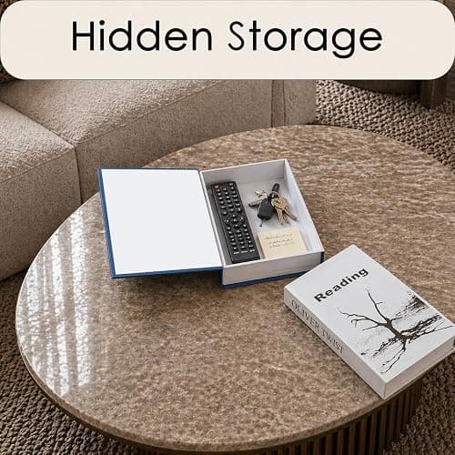 Decorative Books Set of 2, Blue and White Book Boxes with Hidden Storage | Magnetic Closure for Coffee Table and Bookshelf Styling; Organizes Remotes, Keys, Notes, Jewelry and Small Keepsakes thumbnail 4