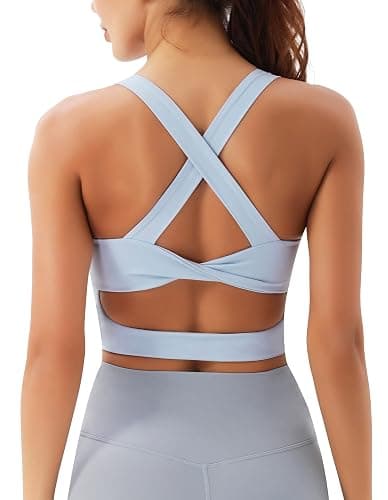 ⭐️Sports Bras for Women Criss-Cross Back Padded Workout Tank Tops Medium Support Crop Tops for Women - Image 1