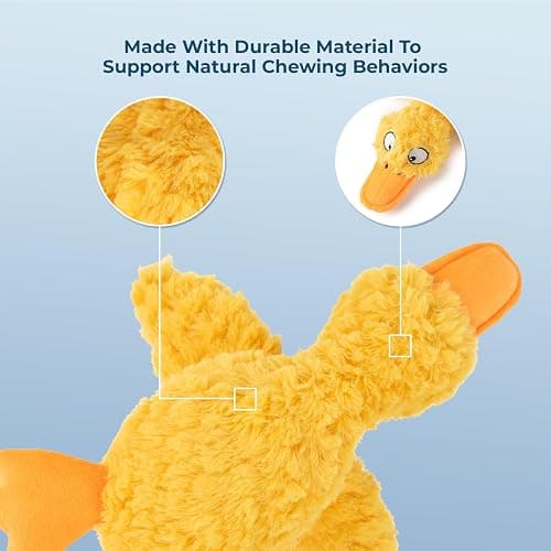 Best Pet Supplies Interactive Squeaky Dog Chew Toy, Ideal Dog Toys for Chewers, Small, Medium & Large Dogs, and Fetch Lovers - Ducky Doodle (Yellow), Small thumbnail 4