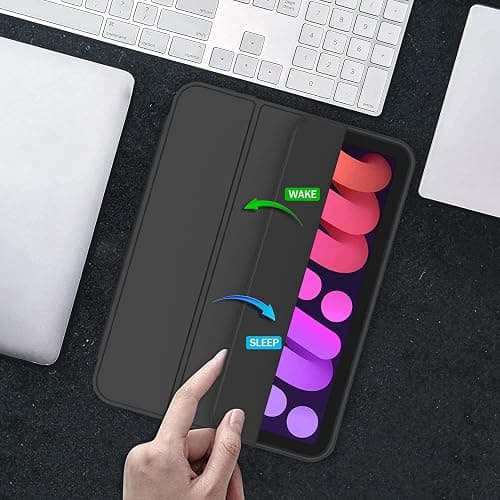iMieet iPad mini 7 Case 2024 (A17 Pro), iPad mini 6 Case (8.3-Inch,2021 Model), iPad mini 7th/6th Generation Case with Pencil Holder, Trifold Stand Smart Case with Soft TPU Back,Black thumbnail 5