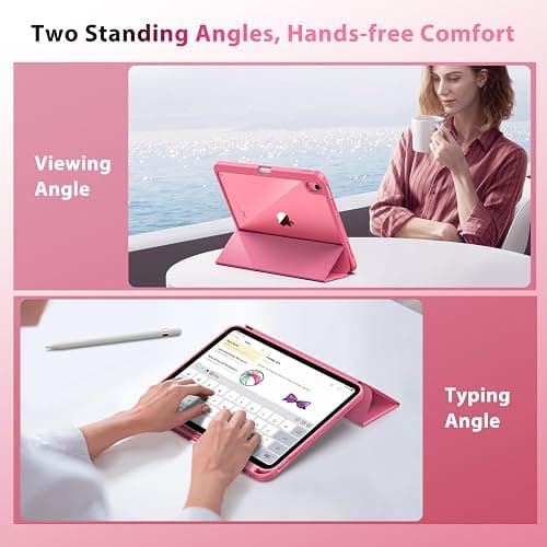 TiMOVO Case for iPad (A16) 11th Generation 11 Inch 2025, iPad 10th Generation Case 10.9 Inch 2022 with Pencil Holder,Slim Protective Cover with Clear Back Shell,Auto Wake/Sleep, Watermelon Pink thumbnail 7