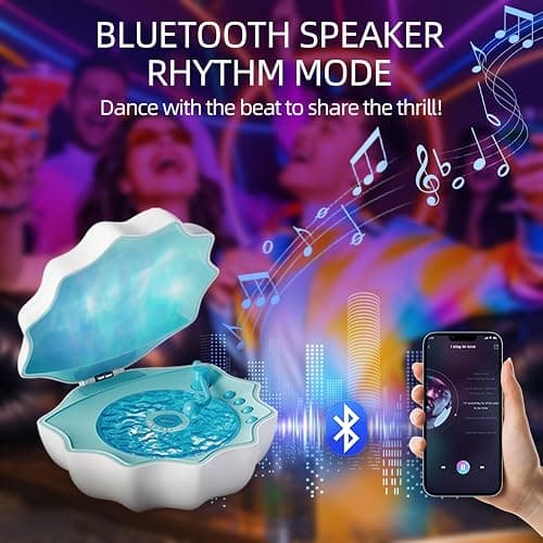 Northern Lights Projector, Night Light Projector for Bedroom Built-in Bluetooth Speaker, White Noise, Shell Night Light for Room Decor/Gift for Kids/Christmas/Music/Relaxation/Birthday (Blue) thumbnail 7