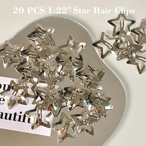 20 PCS 1.22" Star Hair Accessories - Non-Slip Metal Snap Clips and Barrettes for Girls & Women, Y2K Style thumbnail 3