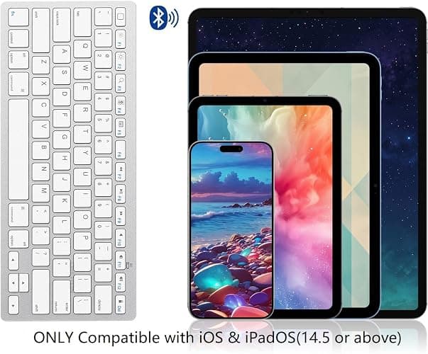 OMOTON Bluetooth Keyboard Compatible with iPad A16 11th 10th Generation, iPad 10.2 (9th/8th/7th), iPad Pro 13/12.9/11 inch, iPad Air/Mini and More iOS Devices, White thumbnail 4