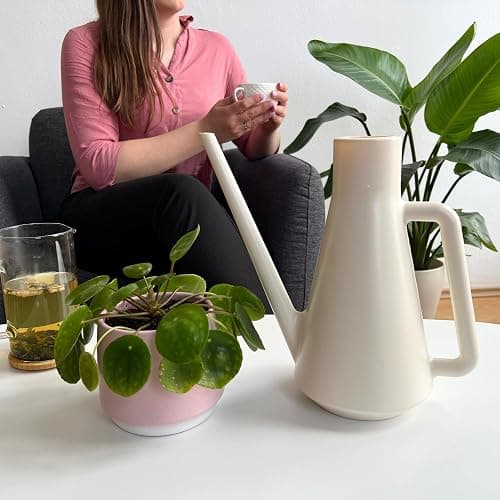 Plastia Gießkanne Klein für den Zimmerpflanzen 1,8 L - Blumengießkanne aus Recyceltem Kunststoff - Giesskanne mit Langem Ausgießer für Einfache Bewässerung, Elfenbein thumbnail 5