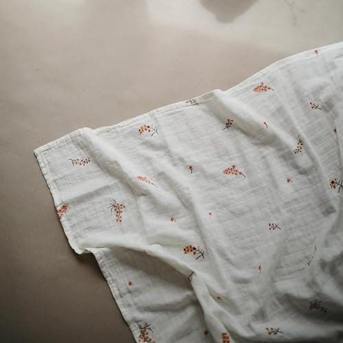 mushie Muslin Baby Swaddle Blanket | 100% Organic Cotton (Flowers) thumbnail 4