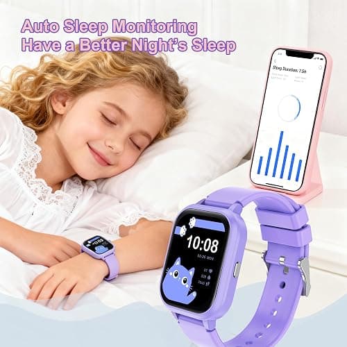 Kids Smart Watch 4-15 Ys, Standalone&APP Dual Use, Bluetooth Call, Kid Gift | 1.8'' IP68 Boys Girls Fitness Tracker, DIY Sports Modes, Heart Rate&Sleep Monitor, 13 Alarms, Weather, Smart Reminder, Games thumbnail 7