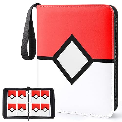 Trading Card Binder 4-Pockets, Card Binder Fits 400 Cards with 50 Removable Sleeves, Card Folder for MTG, TCG, Game Cards & Sports Cards-Red - Image 1