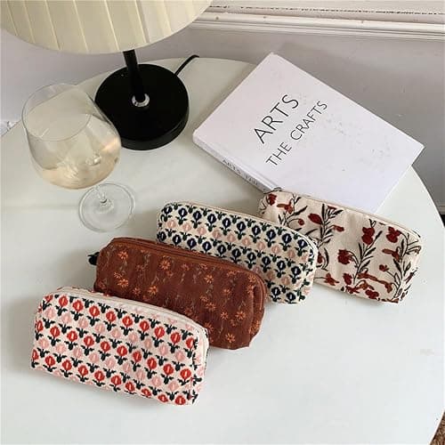 SURBEAV Pencil Case Pen Case Office College School Storage Bag Pouch Holder Box Organizer Makeup Pouch Cosmetic Bag Aesthetic floral flower Cute Pencil Case for Girls Boys Kids (Plum blossom) thumbnail 5