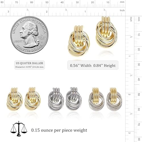JeanBeau Gold Statement Geometric Knot Stud Earrings for Women Chunky Trendy Lightweight Hollow Long Twisted Link Dangle Drop Earring Fashion Jewelry Gift thumbnail 4