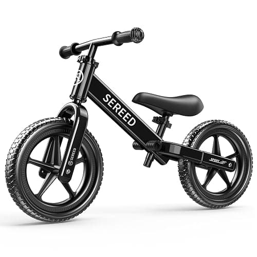 SEREED Toddler Balance Bike 2 Year Old, No Pedal Kids Toy Bike for 2-5 Years Old, Tool-Free Adjustment, Gift for 2-3 Girls, Customize Plate with 3pcs Stickers (Black) - Image 1